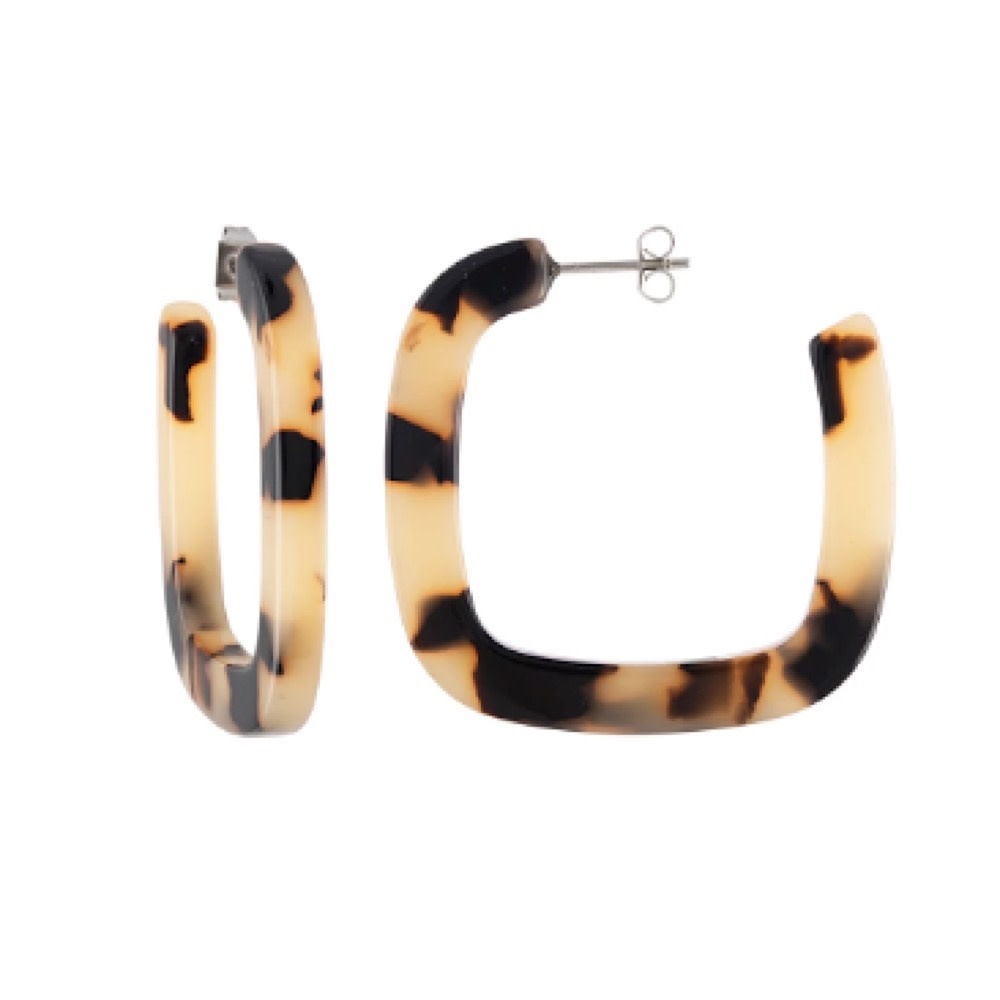 Machete - Midi Square Hoop Earrings - Blonde Tortoise