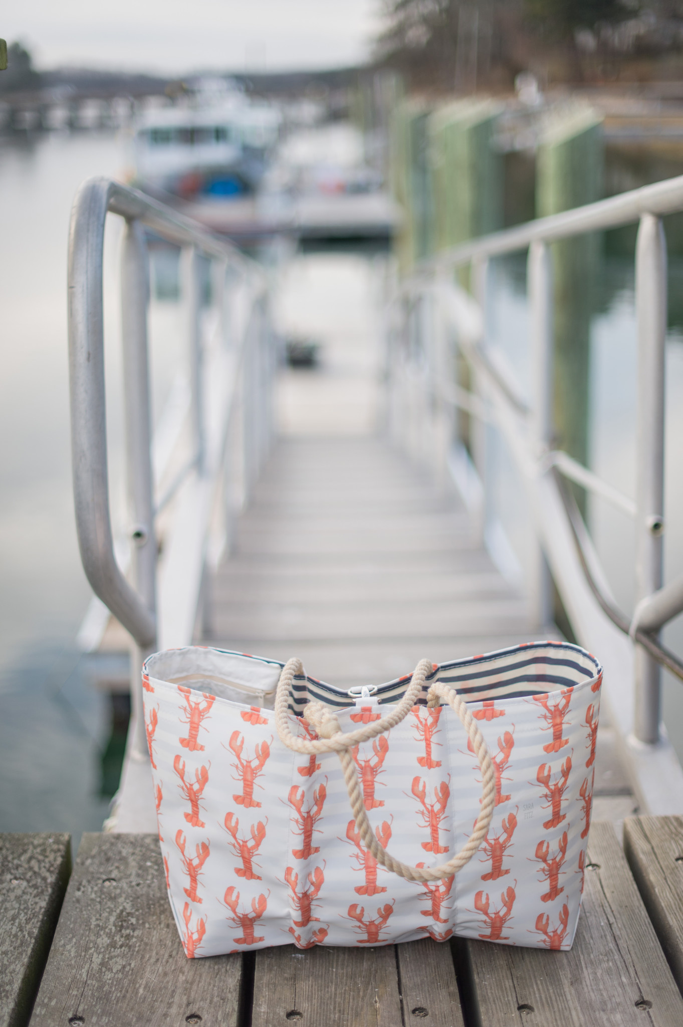 Sea Bags  x Sara Fitz - Lobster - Large Tote - Hemp Handle with Clasp