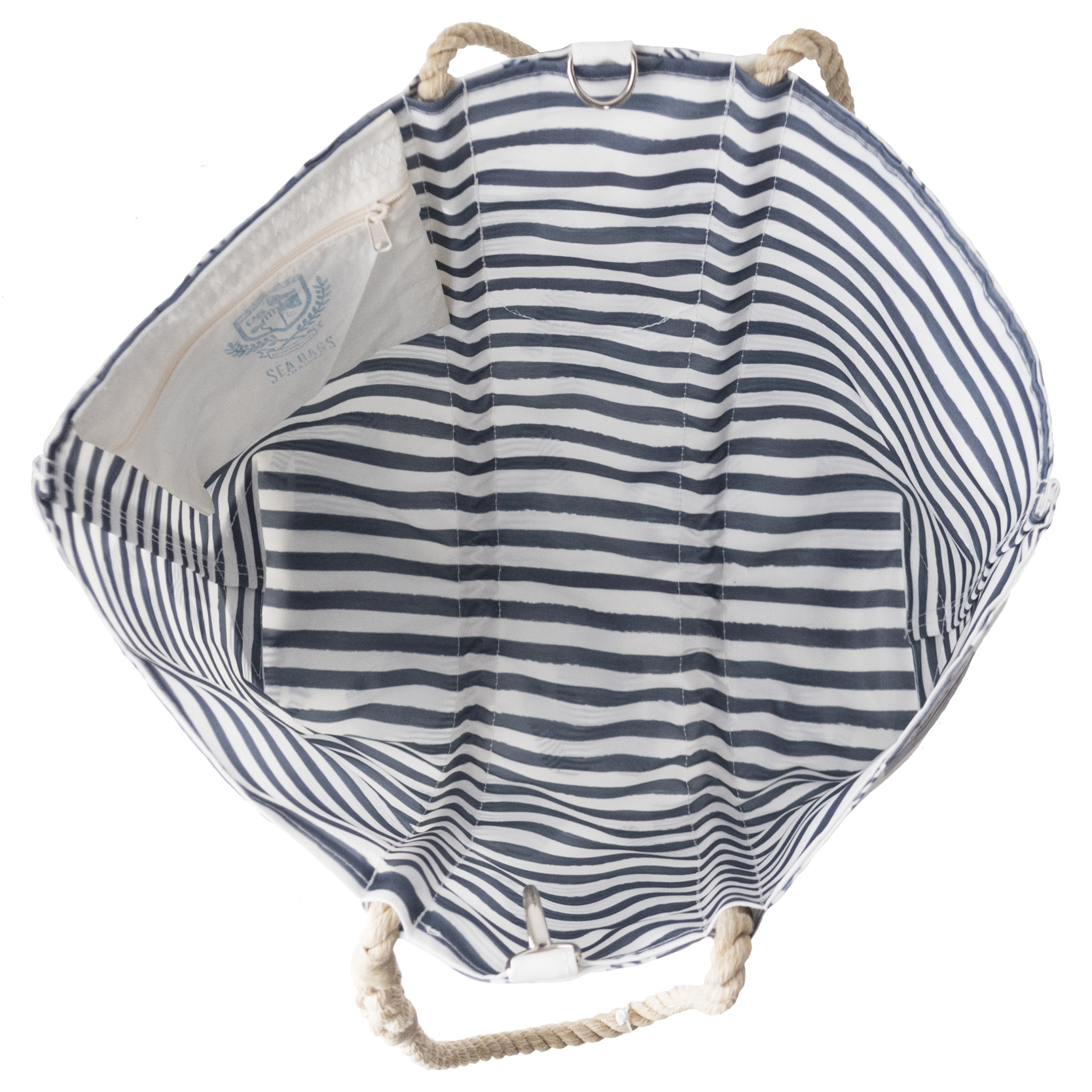 Sea Bags x Sara Fitz - Striped Shirt - Medium Tote - Hemp Handle with Clasp