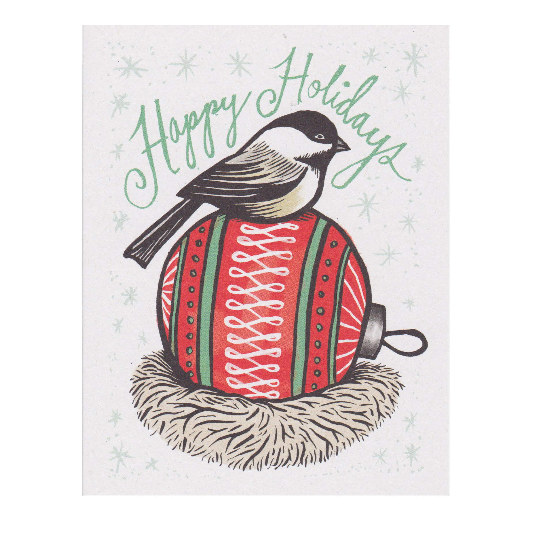Daytrip Society - Happy Holidays Chickadee Ball Box Set of 10 Cards
