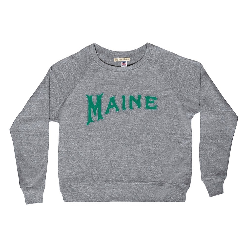 Milo In Maine Women's Long Sleeve Camp Raglan Pullover - Grey with Green Maine