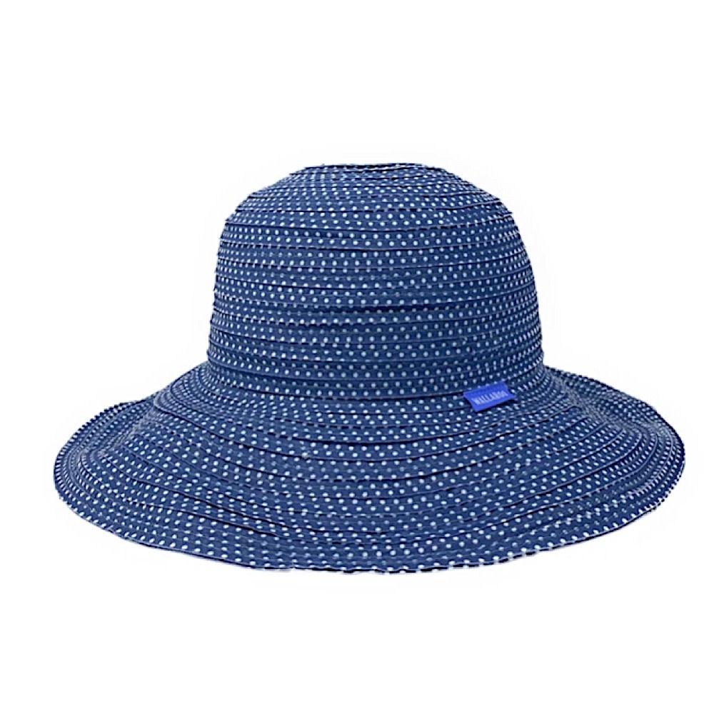 Wallaroo Hat Company Petite Scrunchie Hat - Slate Blue with White Dots
