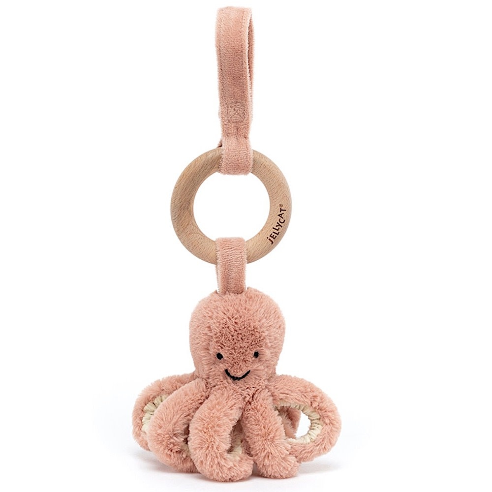 Jellycat Wooden Ring Rattle - Odell Octopus - 8 Inches