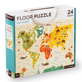 Petit Collage Petit Collage - Floor Puzzle - Our World Map - 24 Pieces
