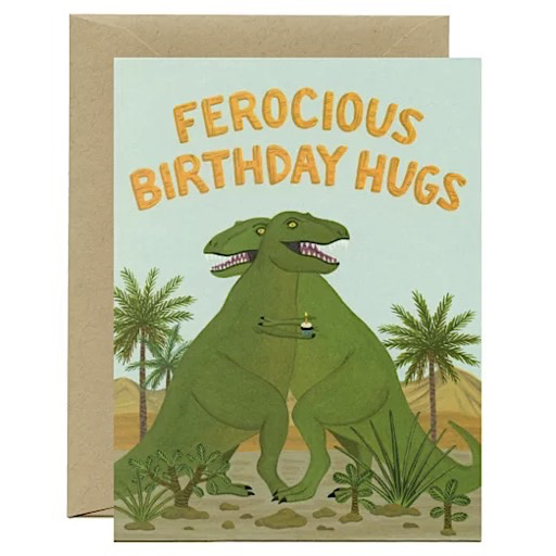 Yeppie Paper Yeppie Paper - T-Rex Dinosaur Hug Birthday Card