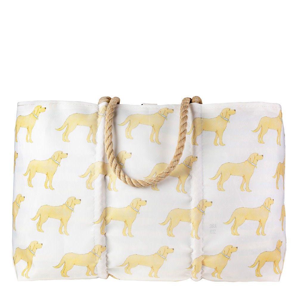 Sea Bags - Sara Fitz - Large Tote - Golden Pup - Hemp Handle with Clasp