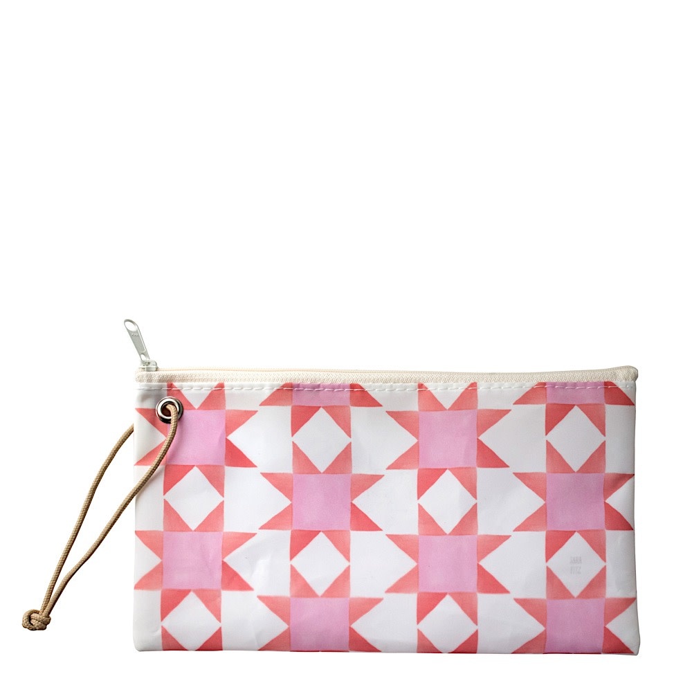 Sea Bags x Sara Fitz - Red Pink Quilt - Large Wristlet