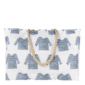Sea Bags Sea Bags Sara Fitz - Striped Shirt - Large Zip Top Tote - Hemp Handle