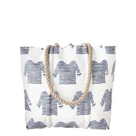 Sea Bags Sea Bags - Sara Fitz - Medium Tote - Striped Shirt - Hemp Handle with Clasp