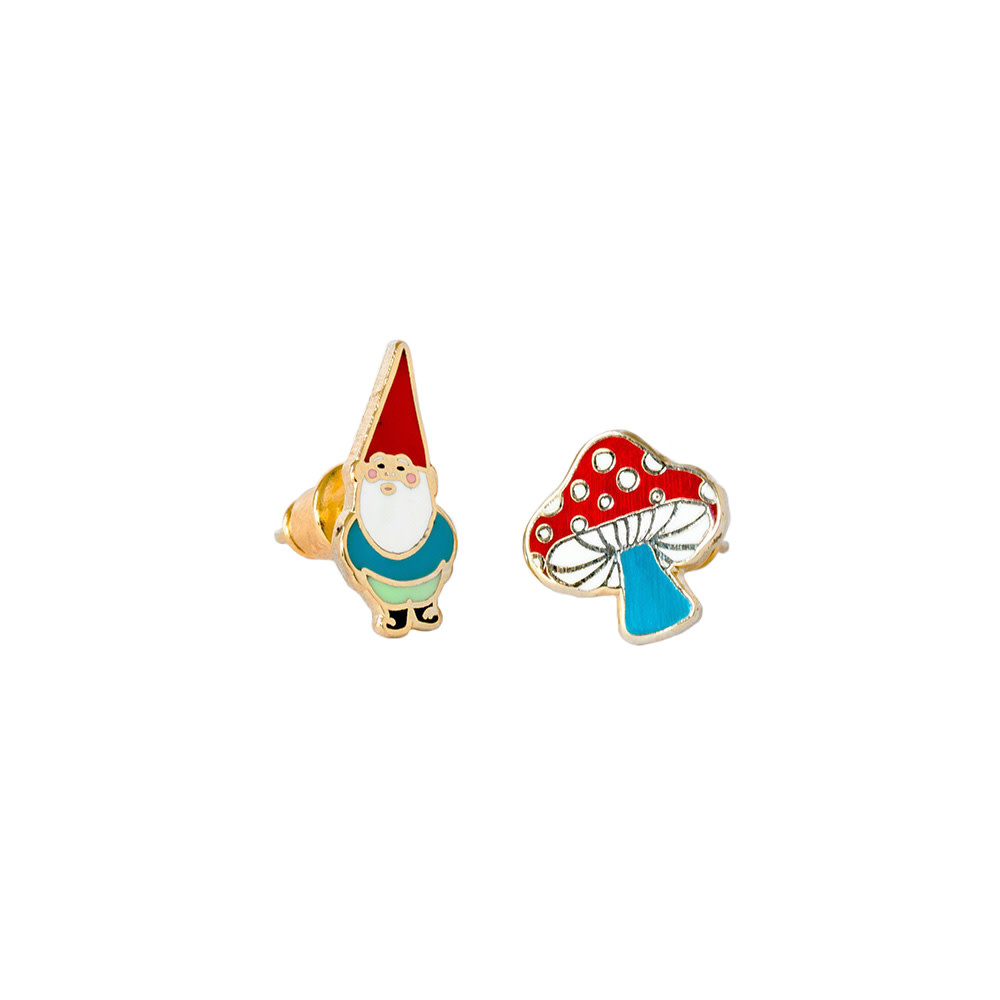 Yellow Owl Workshop Yellow Owl Workshop Stud Earrings - Gnome & Mushroom