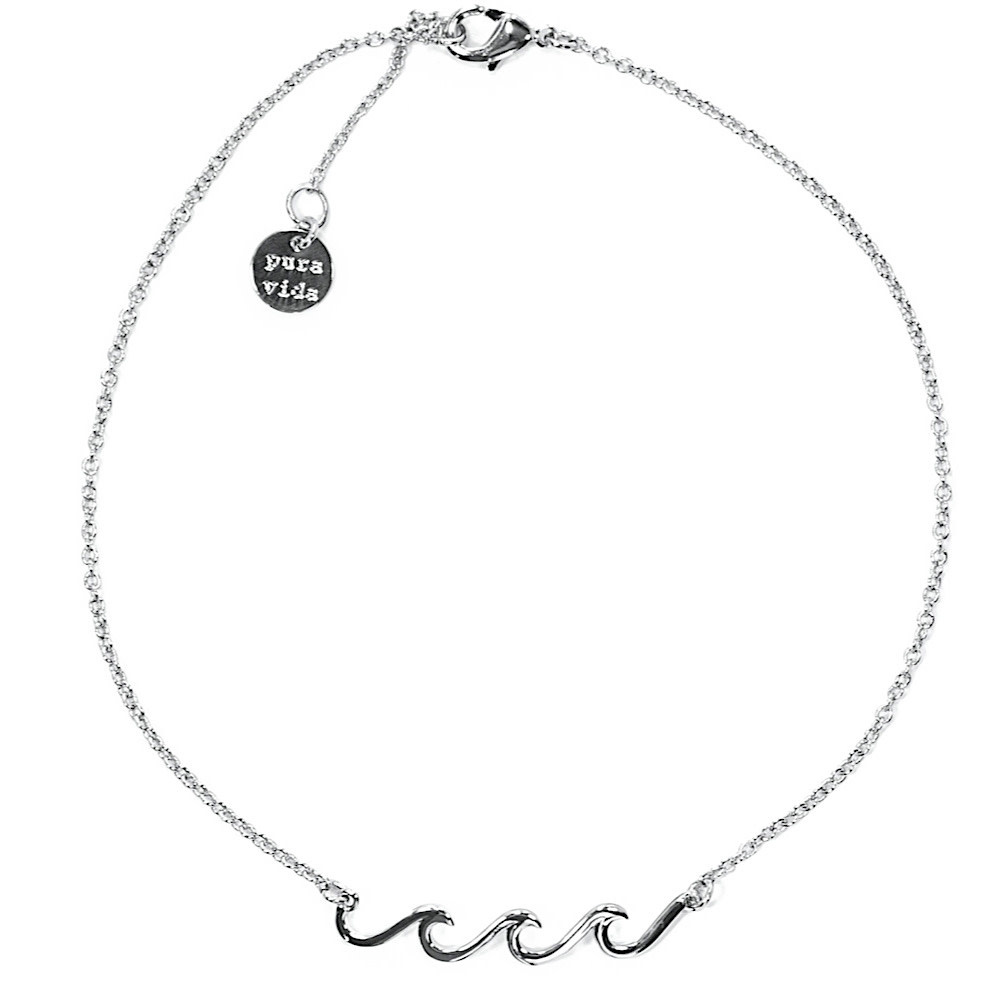 Pura Vida - Delicate Wave Anklet - Silver