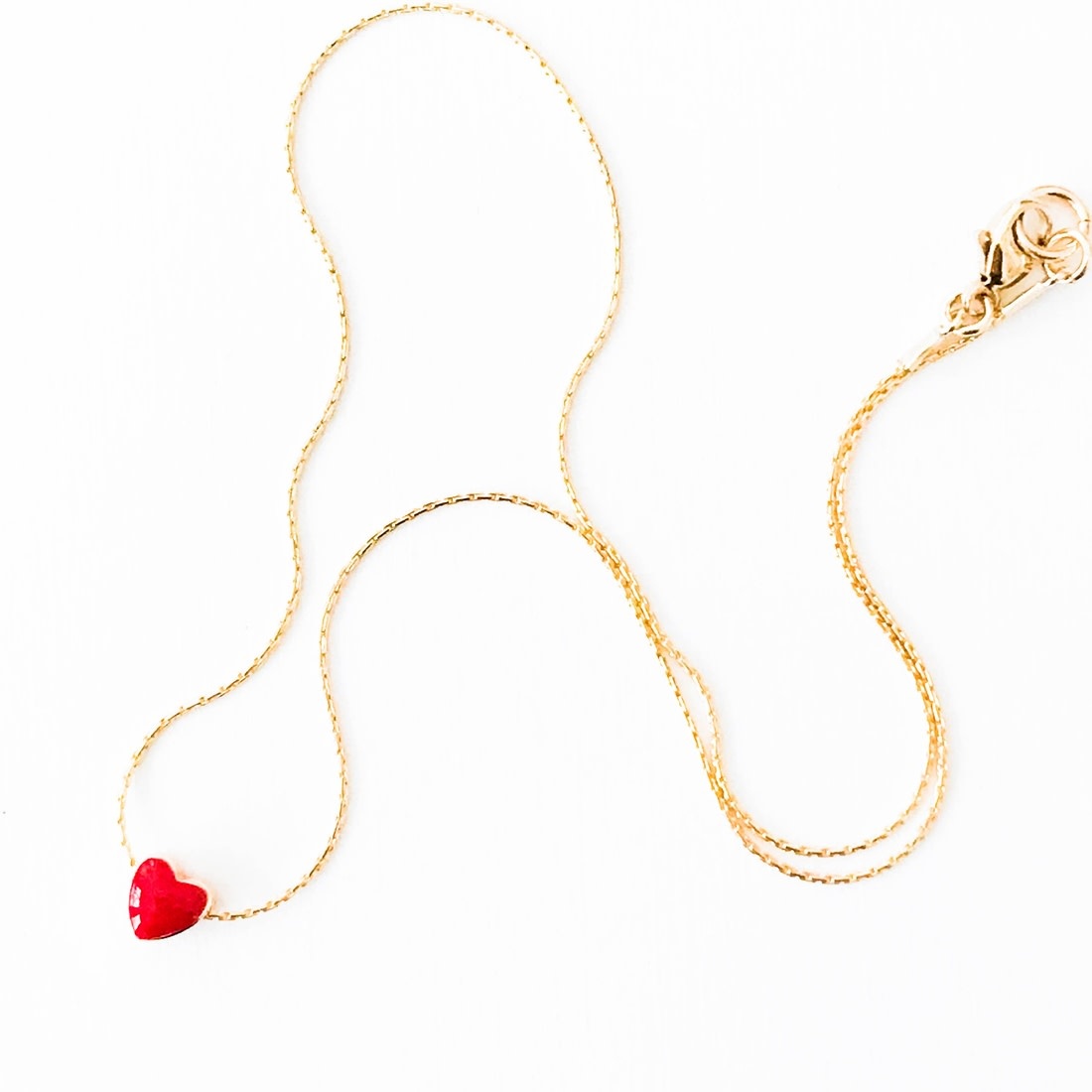 Nest Pretty Things Tiny Heart Gold Filled Necklace - Red - 16 inches