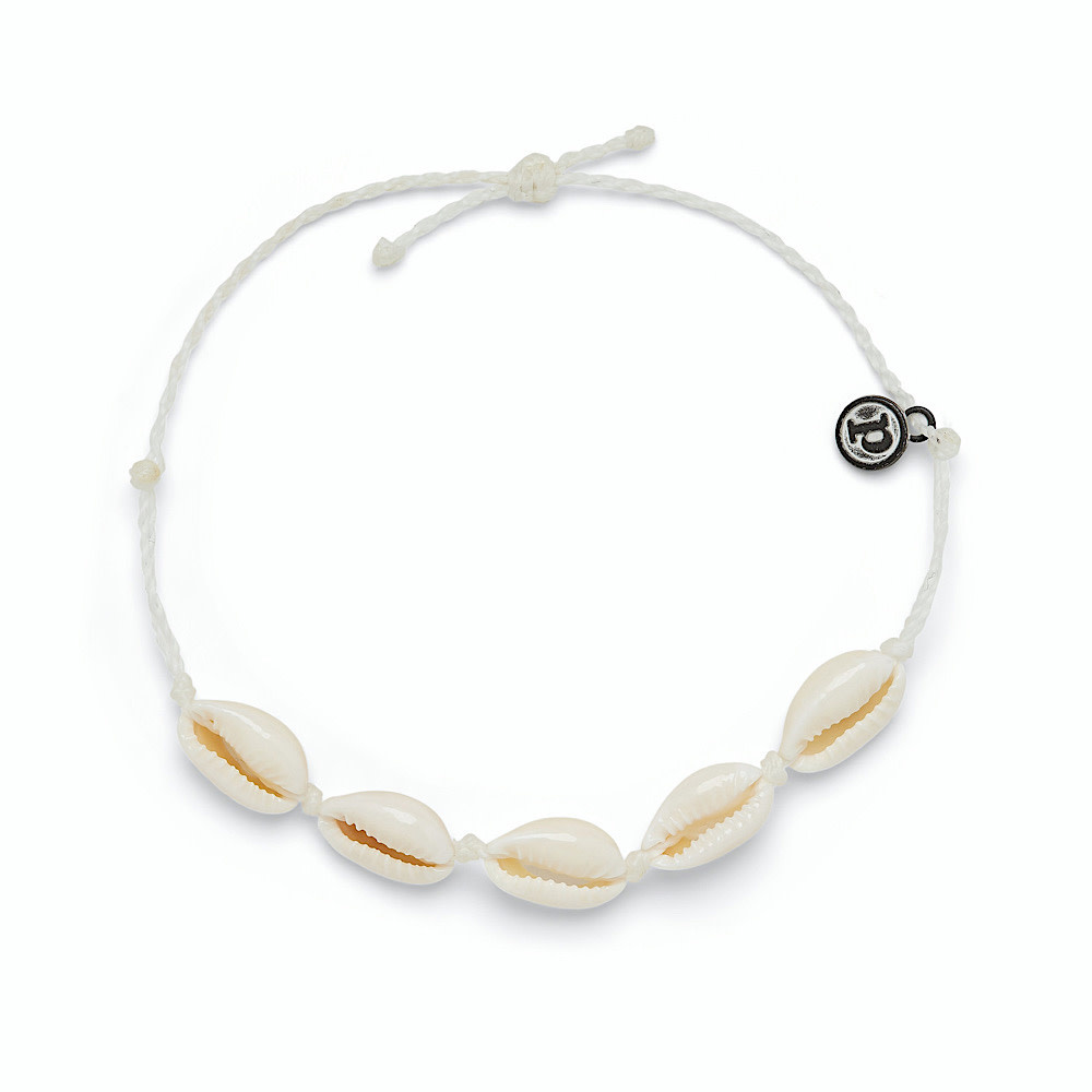 Pura Vida - Knotted Cowries Anklet - White