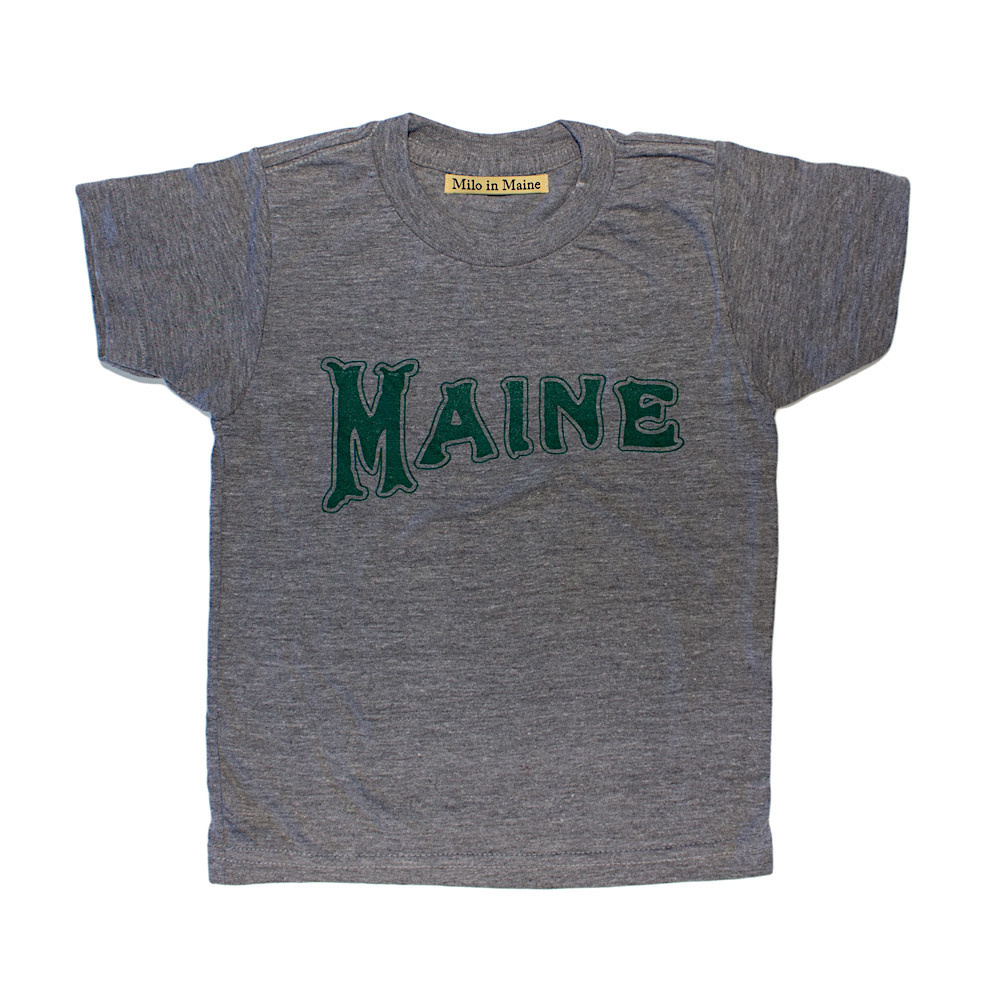 Milo In Maine Kid's Tee - Maine - Green on Grey
