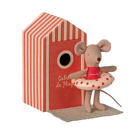 Maileg Maileg Little Sister Mouse - Beach - Cabin de Plage - Red