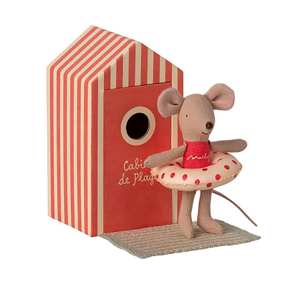 Maileg Maileg Little Sister Mouse - Beach - Cabin de Plage - Red