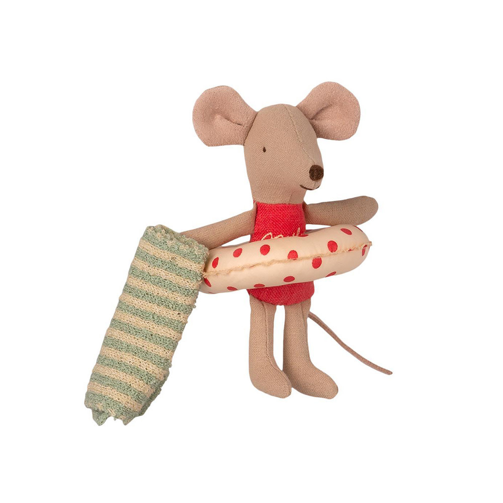 Maileg Little Sister Mouse - Beach - Cabin de Plage - Red