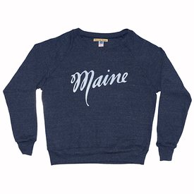 Milo in Maine Milo In Maine Women's Long Sleeve Script Raglan Pullover - Navy with White Maine