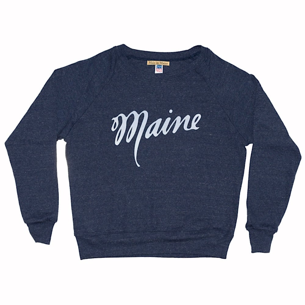 Milo in Maine Milo In Maine Women's Long Sleeve Raglan Pullover - Navy with White Maine