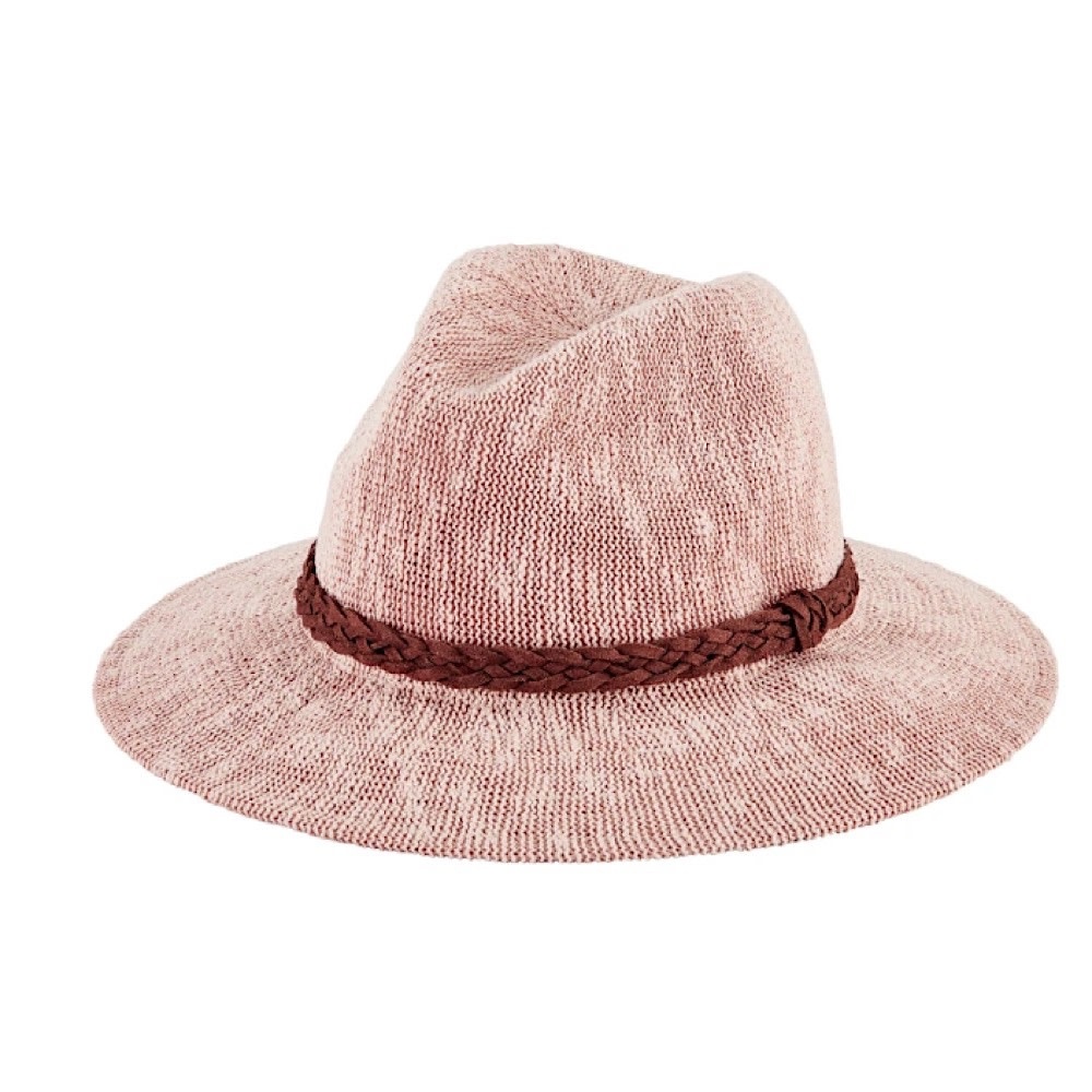 Any Day Fedora with Braided Trim - Blush