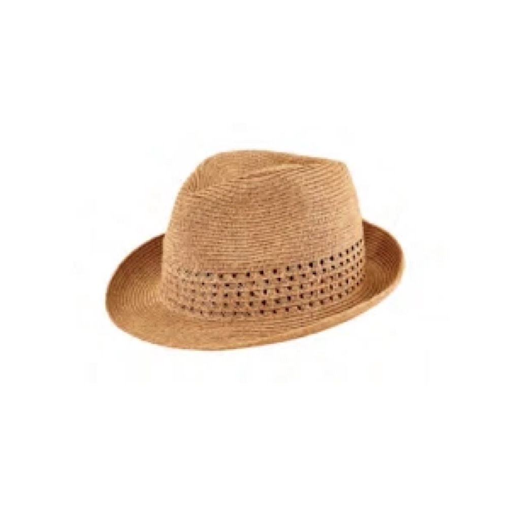 Ultra Braid Fedora With Open Weave Detail - Toast