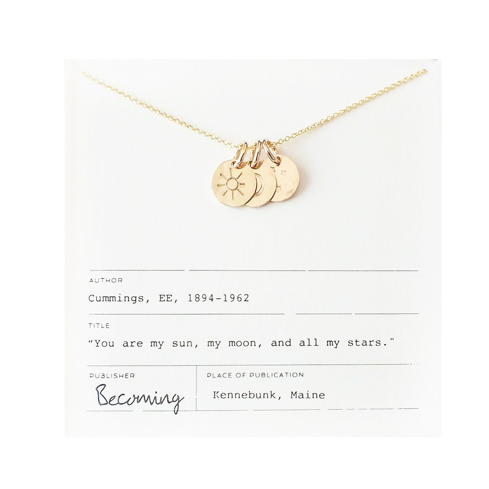Becoming Jewelry - 18" Necklace - Sun Moon & Stars - Gold Fill