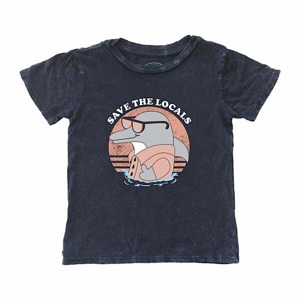 Tiny Whales Save The Locals Tee - Vintage Black