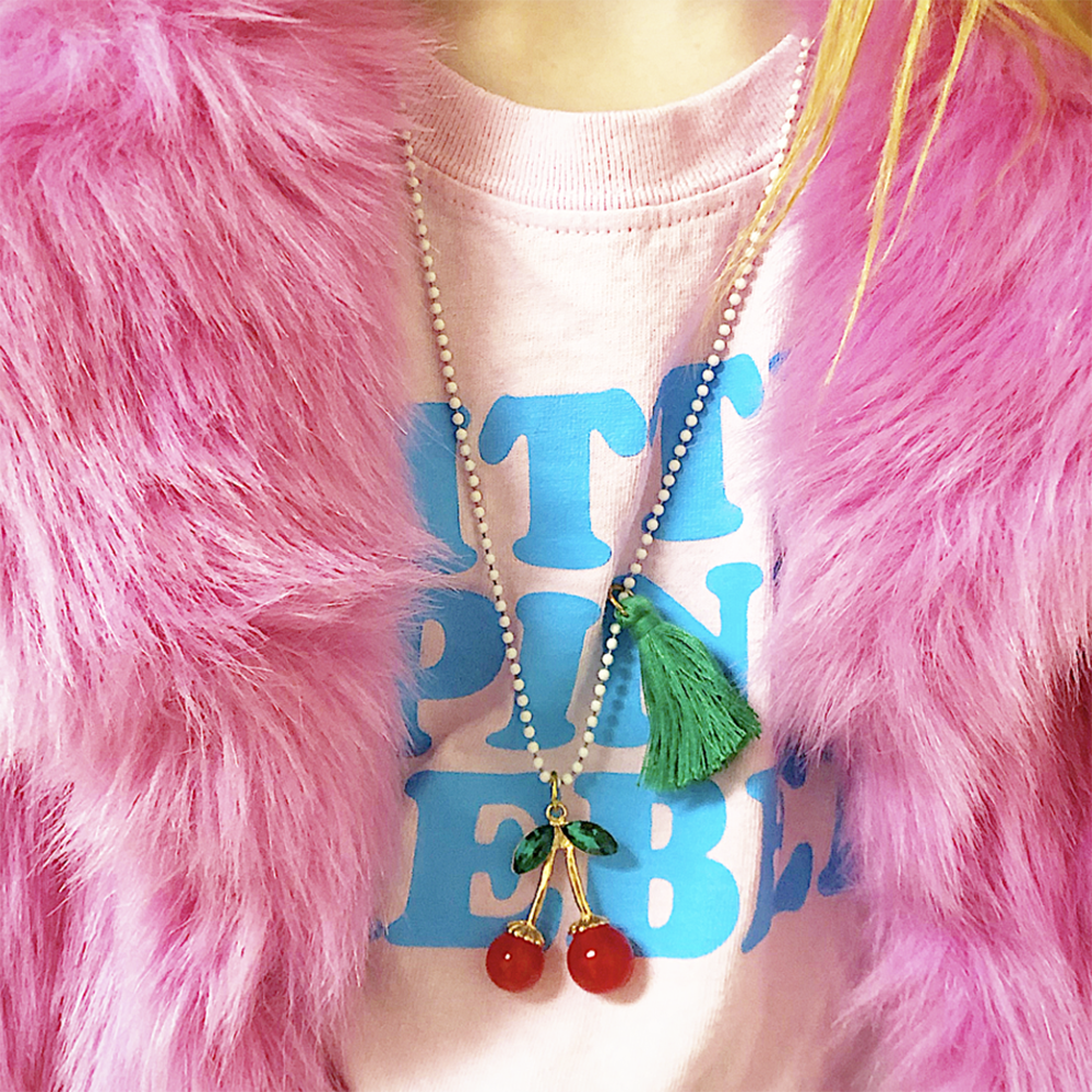 Gunner & Lux Necklace - Rhinestone Cherries