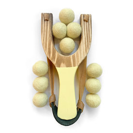 Little Lark Little Lark Wooden Slingshot - Yellow Handle with Yellow Felt Balls