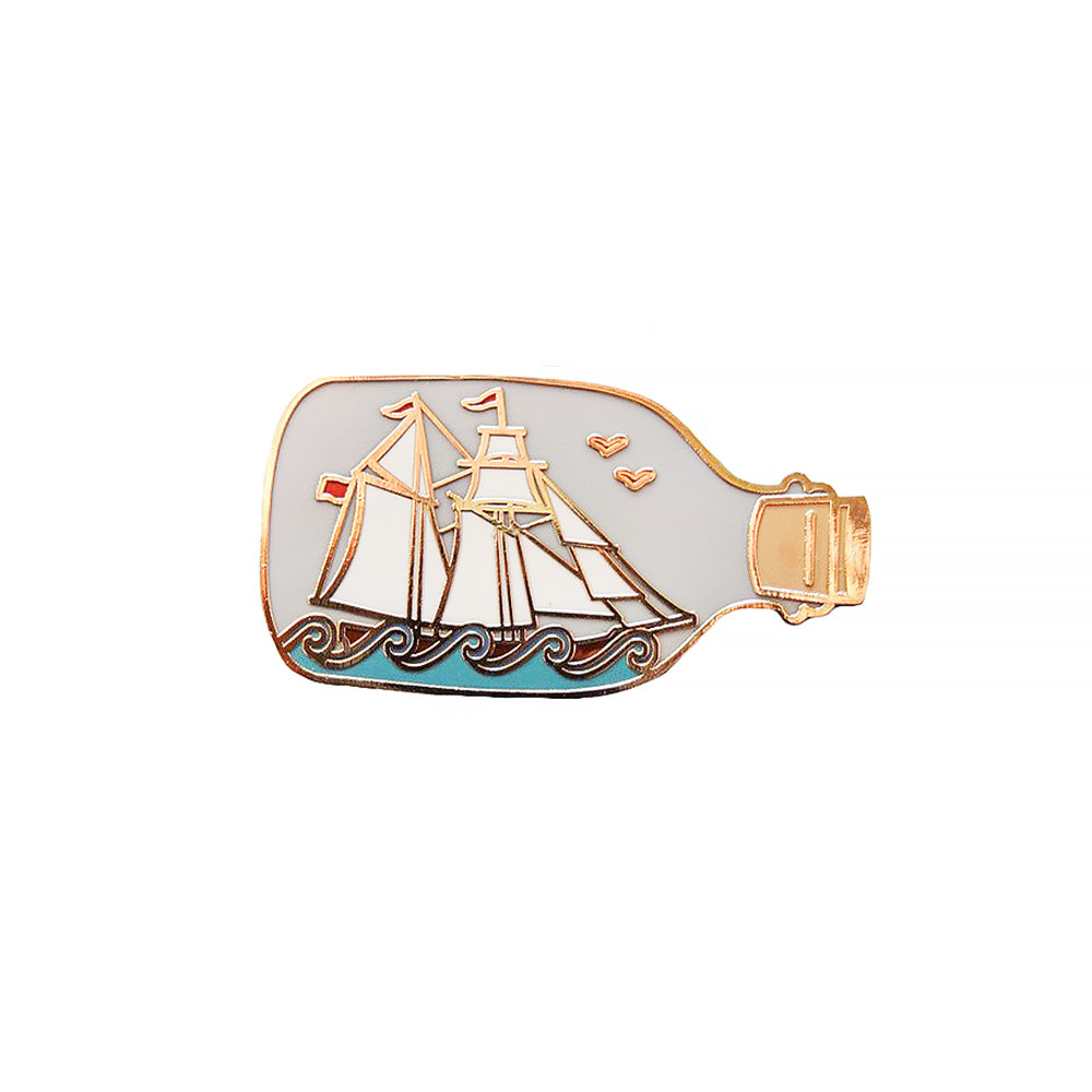 Quiet Tide Goods Enamel Pin - Ship In A Bottle