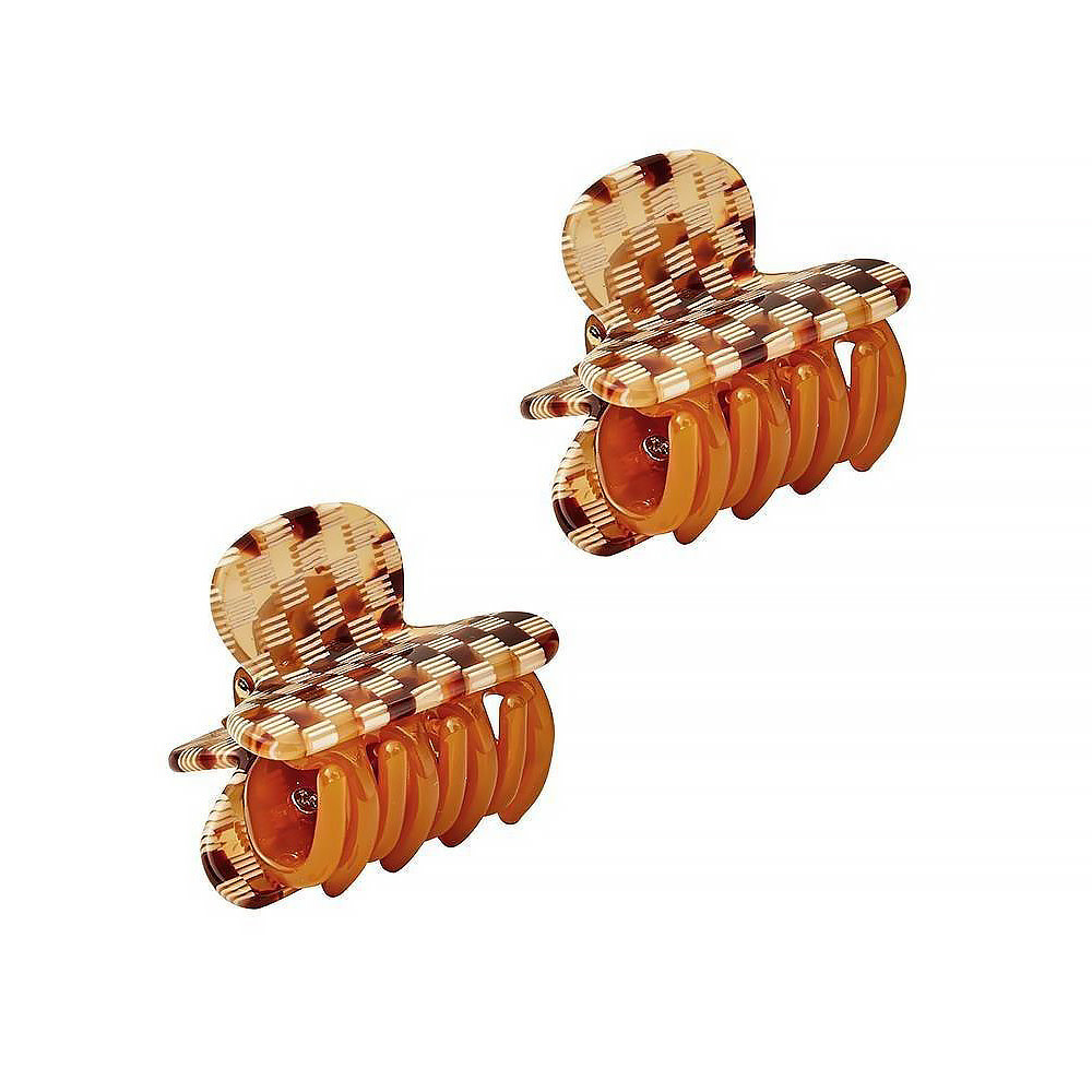Machete Twin Claw Hair Clips - Tortoise Checker