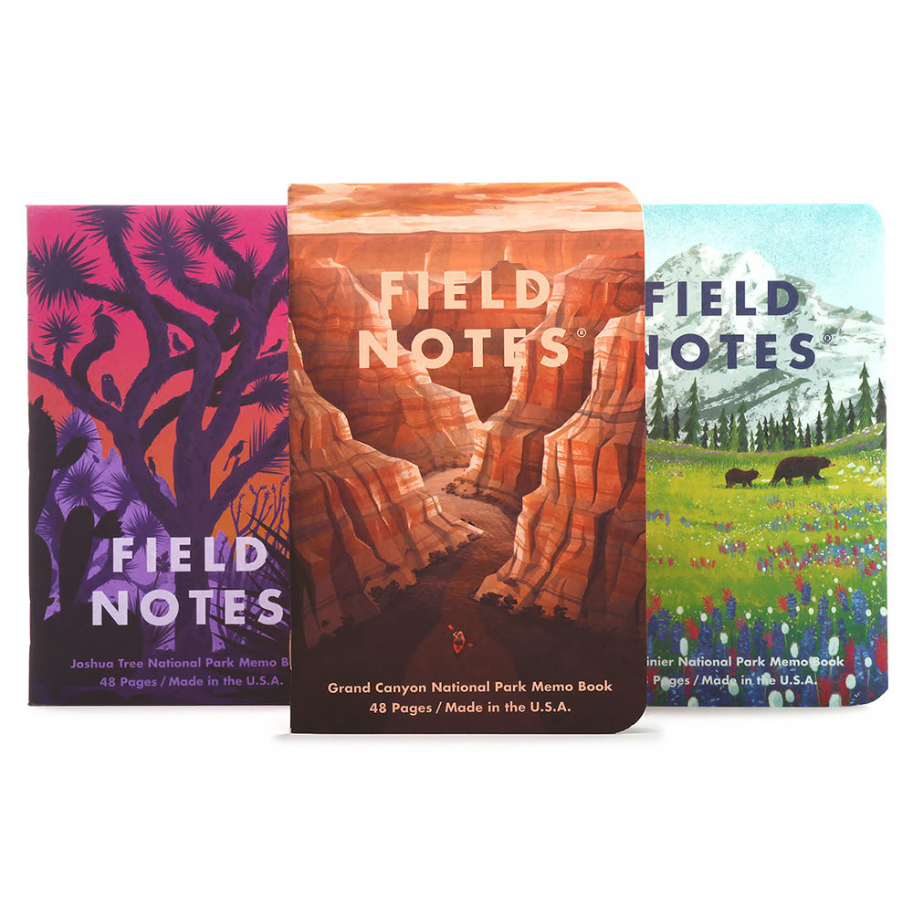 Field Notes - National Parks Notebooks - Grand Canyon, Joshua Tree, Mt. Rainier - 3 Pack