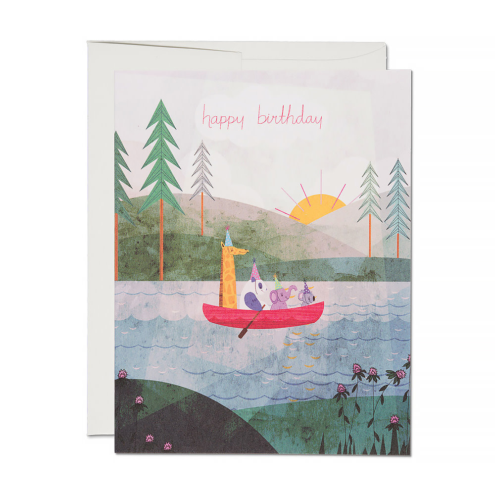 Red Cap Cards - Four Canoe Happy Birthday