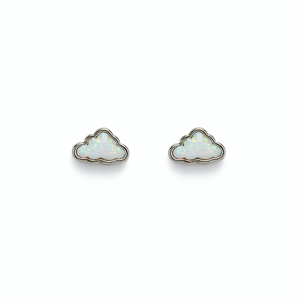 Pura Vida - Stud Earrings - Opal Clouds - Silver