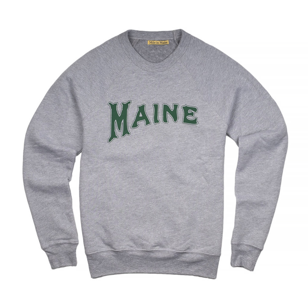 Milo In Maine Camp Sweatshirt - Grey with Green Maine