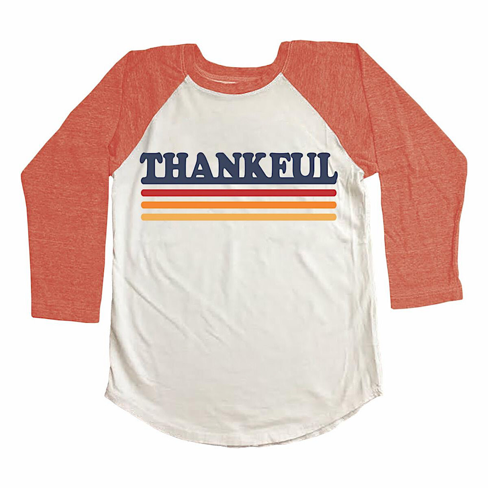 Tiny Whales Tiny Whales Thankful Raglan - Natural/Tri Red