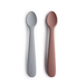 Mushie Mushie Silicone Feeding Spoons 2 Pack - Stone/Cloudy Mauve