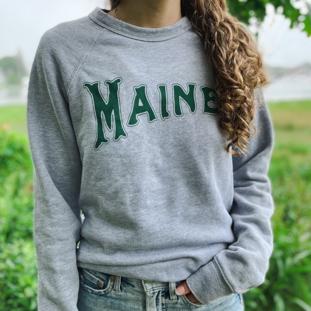 Milo In Maine Camp Sweatshirt - Grey with Green Maine