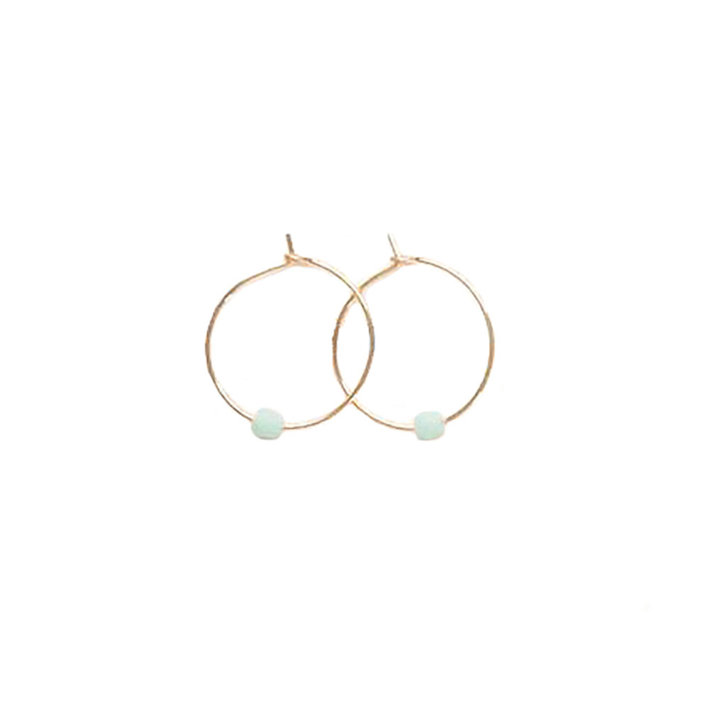 Nest Pretty Things - Little Gold Orbit Hoops - Pale Aqua