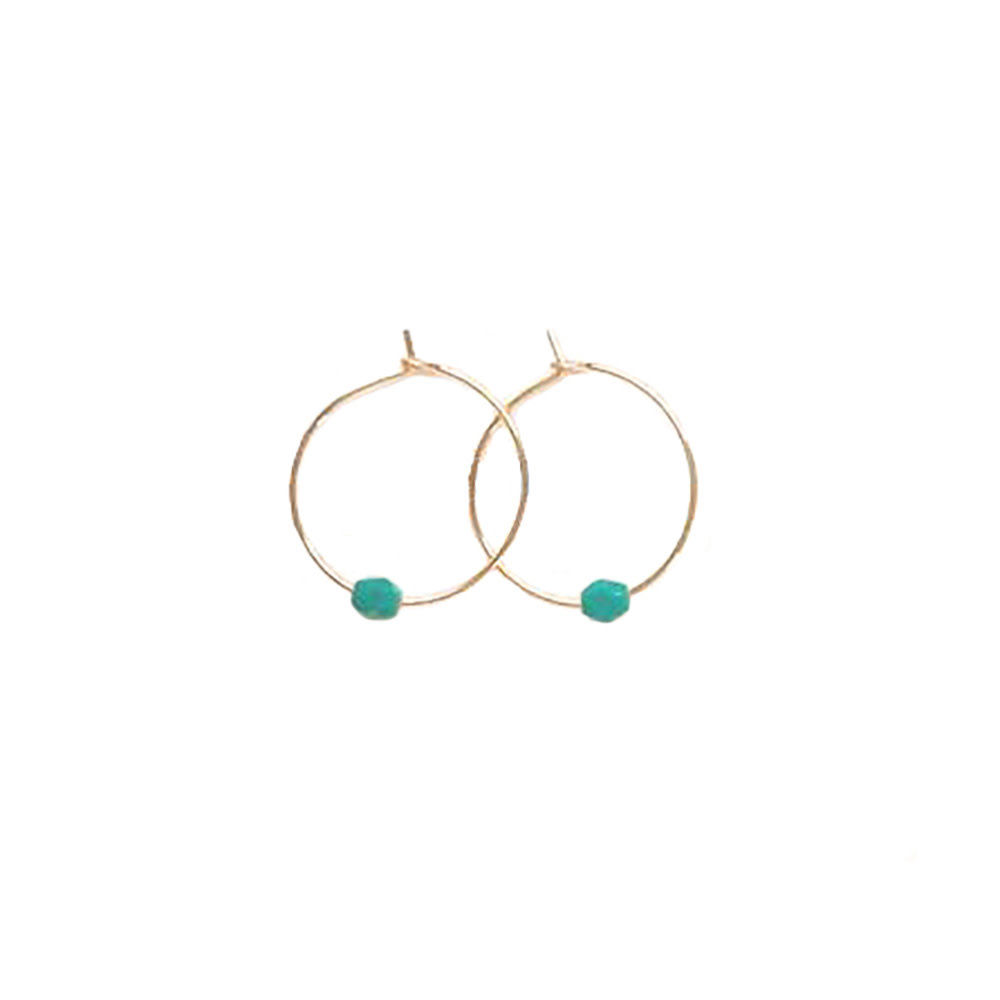 Nest Pretty Things - Little Gold Orbit Hoops - Persian Blue