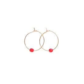 Nest Pretty Things Nest Pretty Things - Little Gold Orbit Hoops - Red