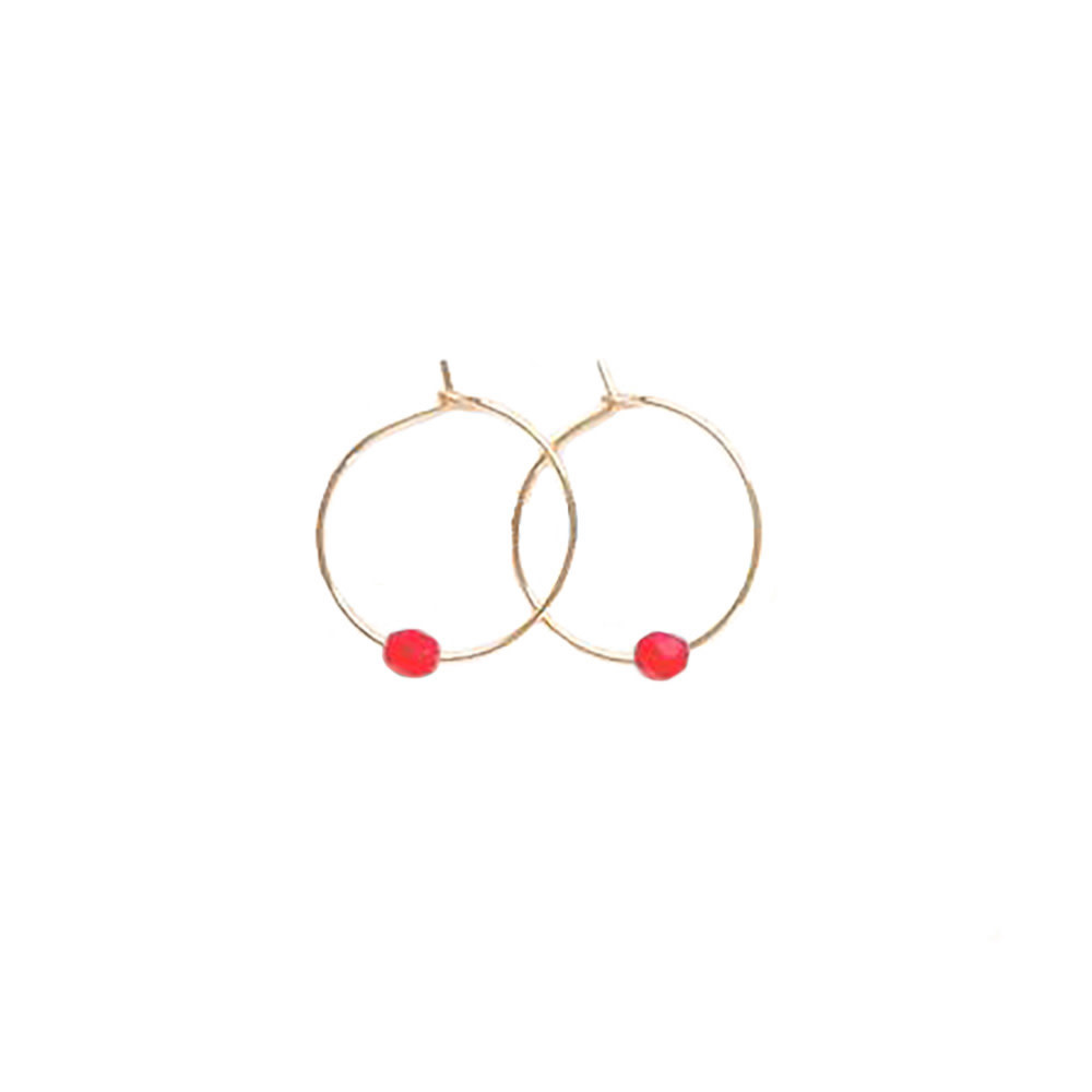Nest Pretty Things Little Gold Orbit Hoops - Red