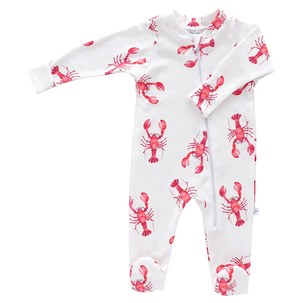 Jennifer Ann Jennifer Ann Organic Footie Romper - Lobsters