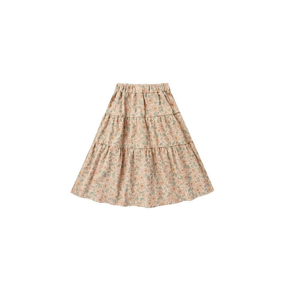 Rylee + Cru Tiered Midi Skirt - Blush Floral