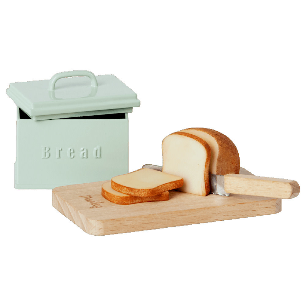 Maileg Maileg Miniature Bread Box - Cutting Board and Knife - Blue
