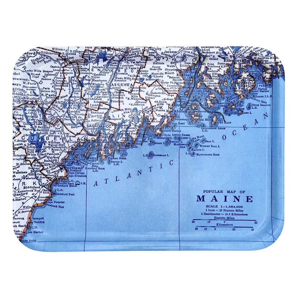 Large Tray - Vintage Maine Map