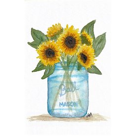 Cindy Shaughnessy Cindy Shaughnessy Greeting Card - Sunflower Mason Jar