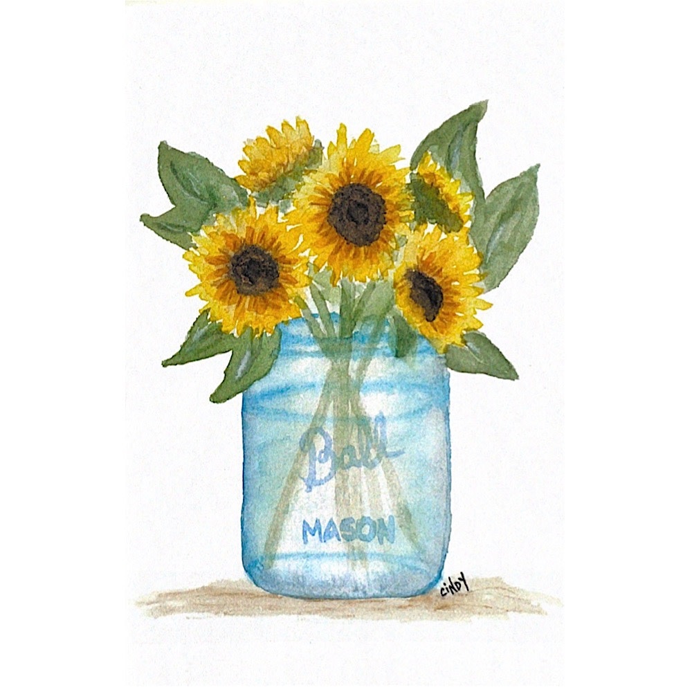 Cindy Shaughnessy - Sunflower Mason Jar Card