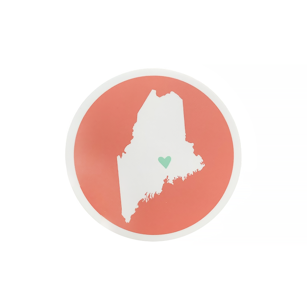 Lola Arts Round Maine Sticker - Coral