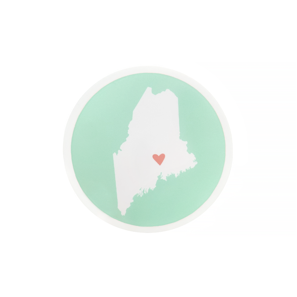Lola Arts - Round Maine Sticker - Seafoam
